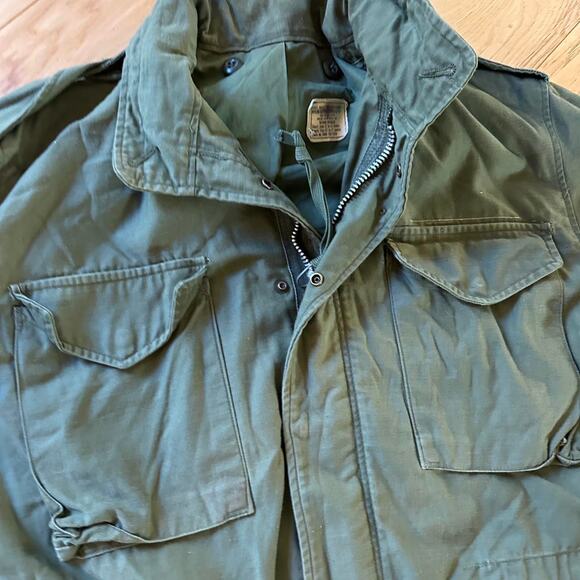 Men's Medium Field Coat Green Olice M-65 Jacket 1960/1970s Vintage Military Army - Picture 3 of 8